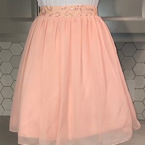 NWOT Blush skirt with sequined waistband